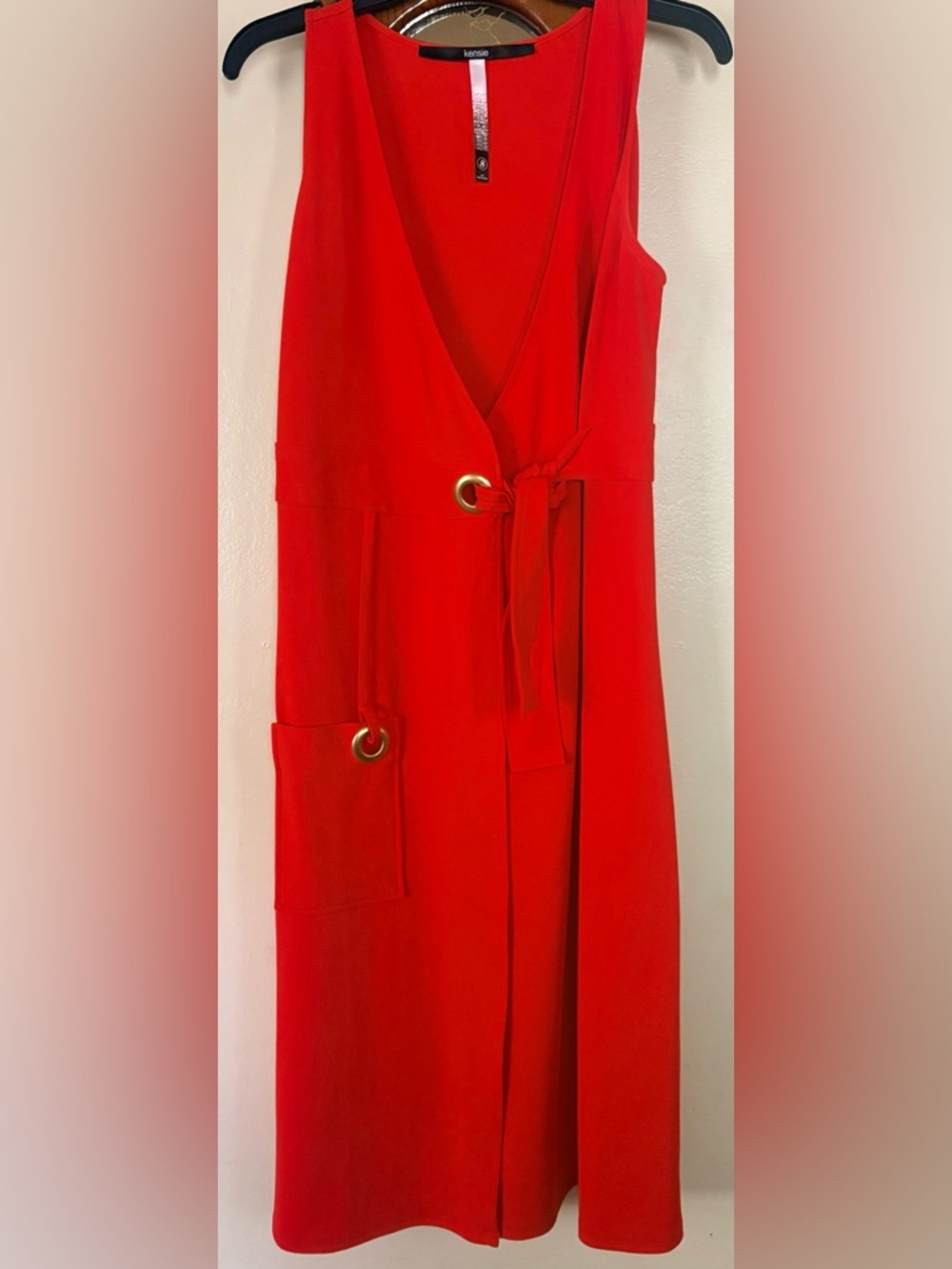 EUC Kensie Sleeveless Wrap Dress with Gold Grommet Detail